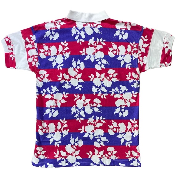 Vintage Deadstock 1990s Stanley Blacker Striped Floral Polo Shirt - Picture 3 of 8